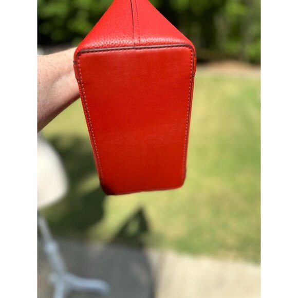 Michael Kors Bright Terracotta Hadleigh Small Double Handle Tote Messenger Bag - Picture 6 of 15